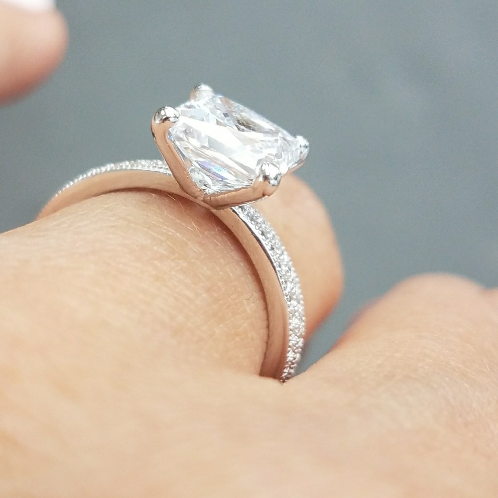 Sterling silver Eternity Engagement Ring & Band - Picture 3 of 8